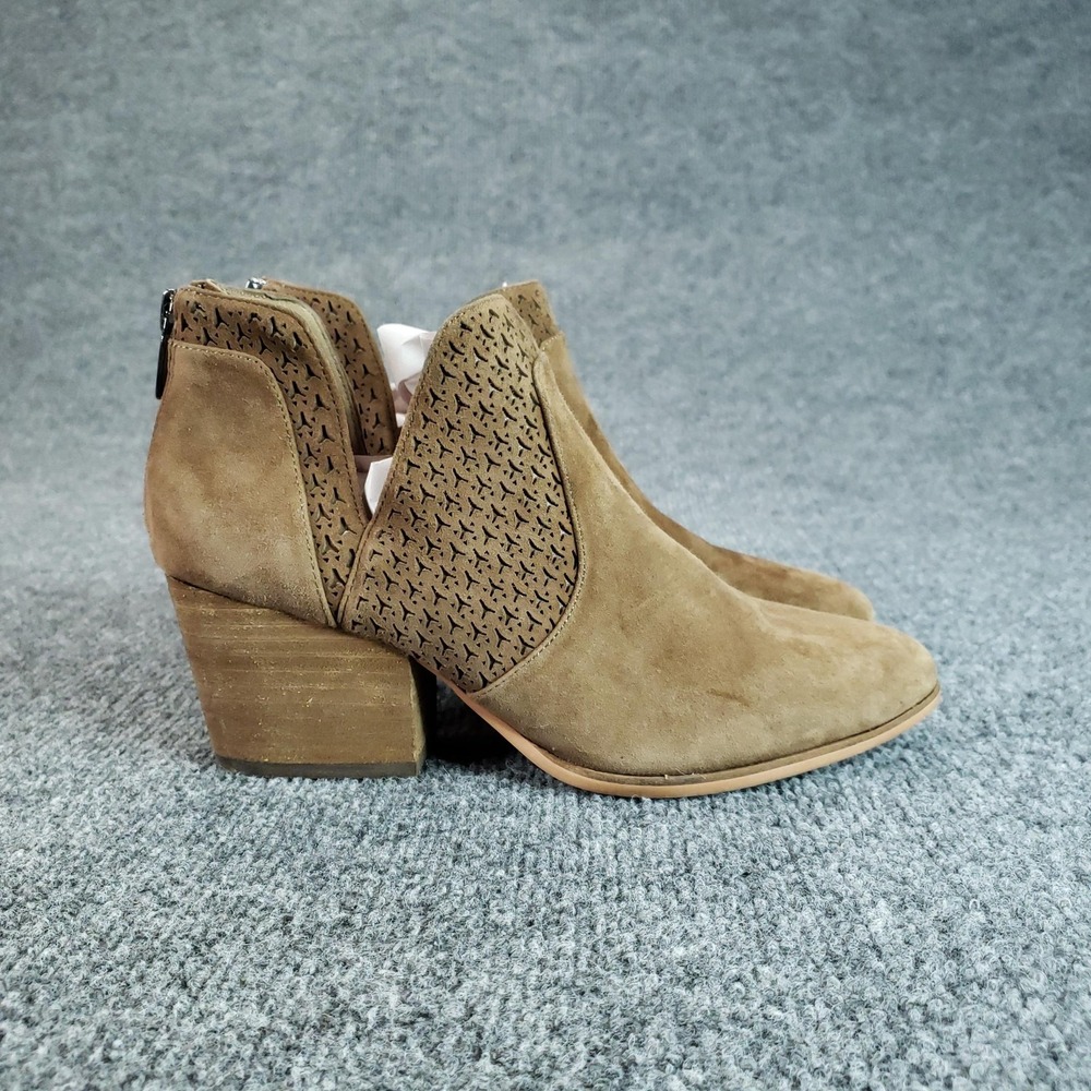 Vince Camuto Boots Womens Size 7‎ Brown Suede Ankle Booties Block Heel Zip